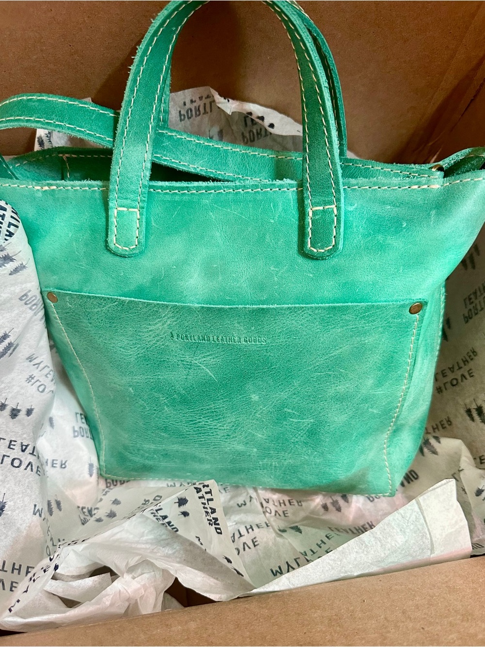 Portland Leather Mini Crossbody Tote in Reef - Picture 2 of 13